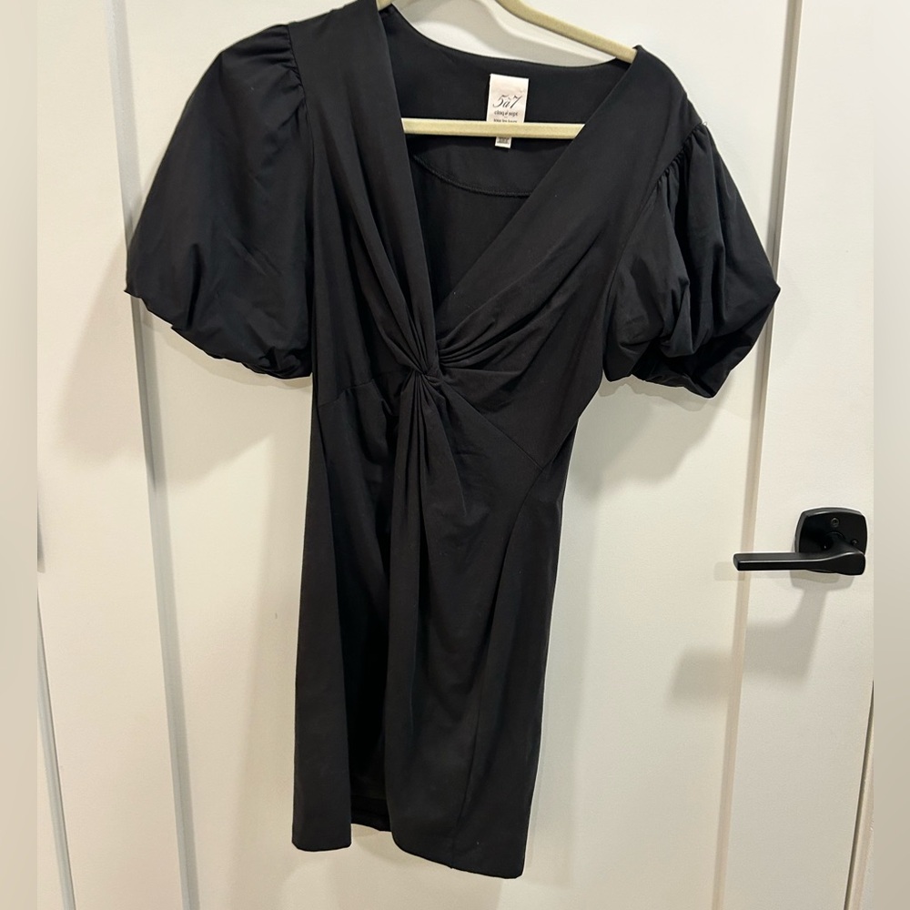 Cinq à Sept Black Puff Sleeve Mini Dress